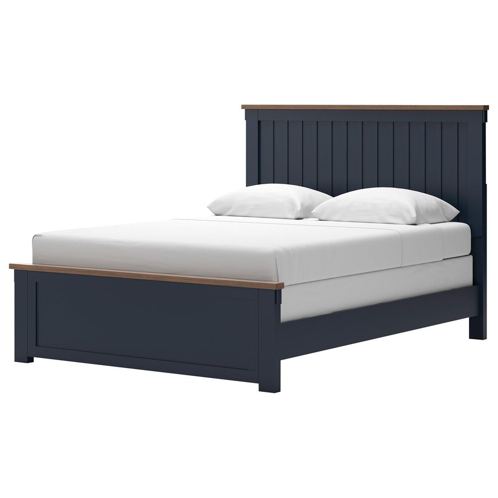 Ashley Landocken Queen Panel Bed in Brown and Blue, , large