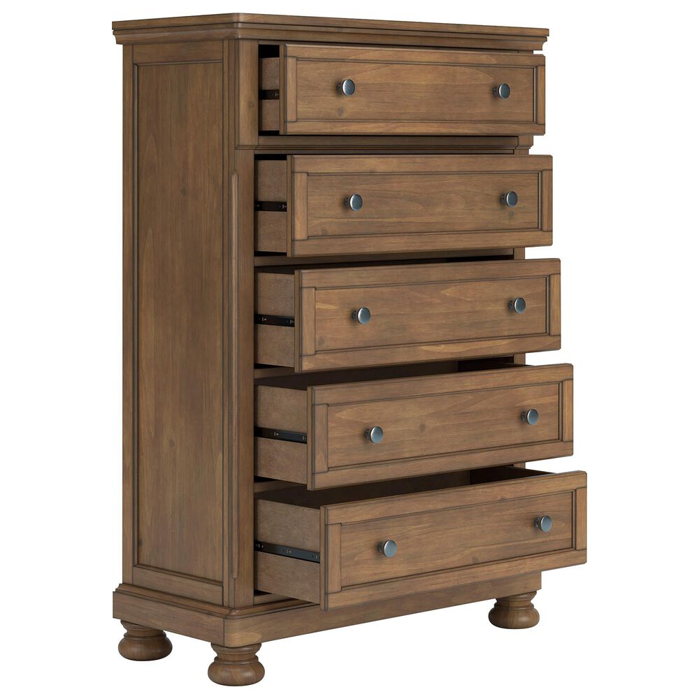 Ashley Feddinger 5 Drawer Chest in Chestnut Brown, , large