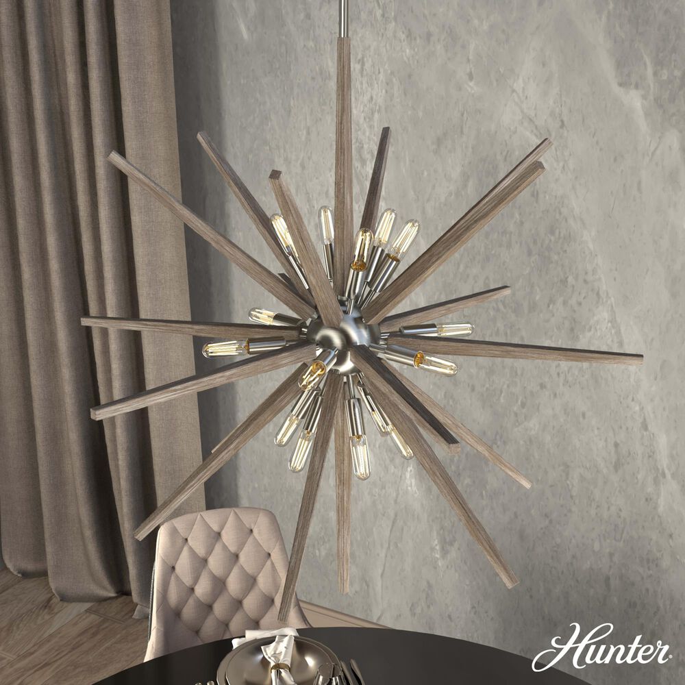 Hunter Jupiter Star 18-Light Pendant in Brushed Nickel, , large