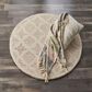 L&R Resources Sinuous Pin Dot 4" Round Ivory and Rose Area Rug, , large