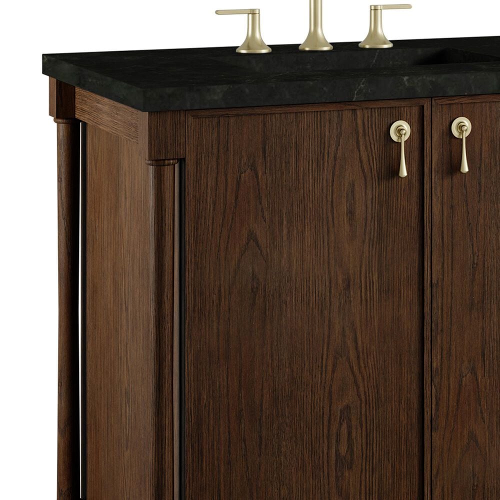 James Martin Kinnsden 72" Double Bathroom Vanity in Sable Oak with 3 cm Phantome Eclos Top and Rectangular Sinks, , large