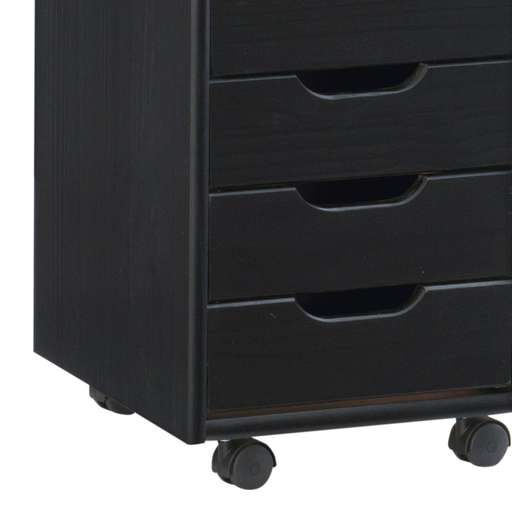 Linon Home Decor Cary 6-Drawer Rolling Cart in Black, , large