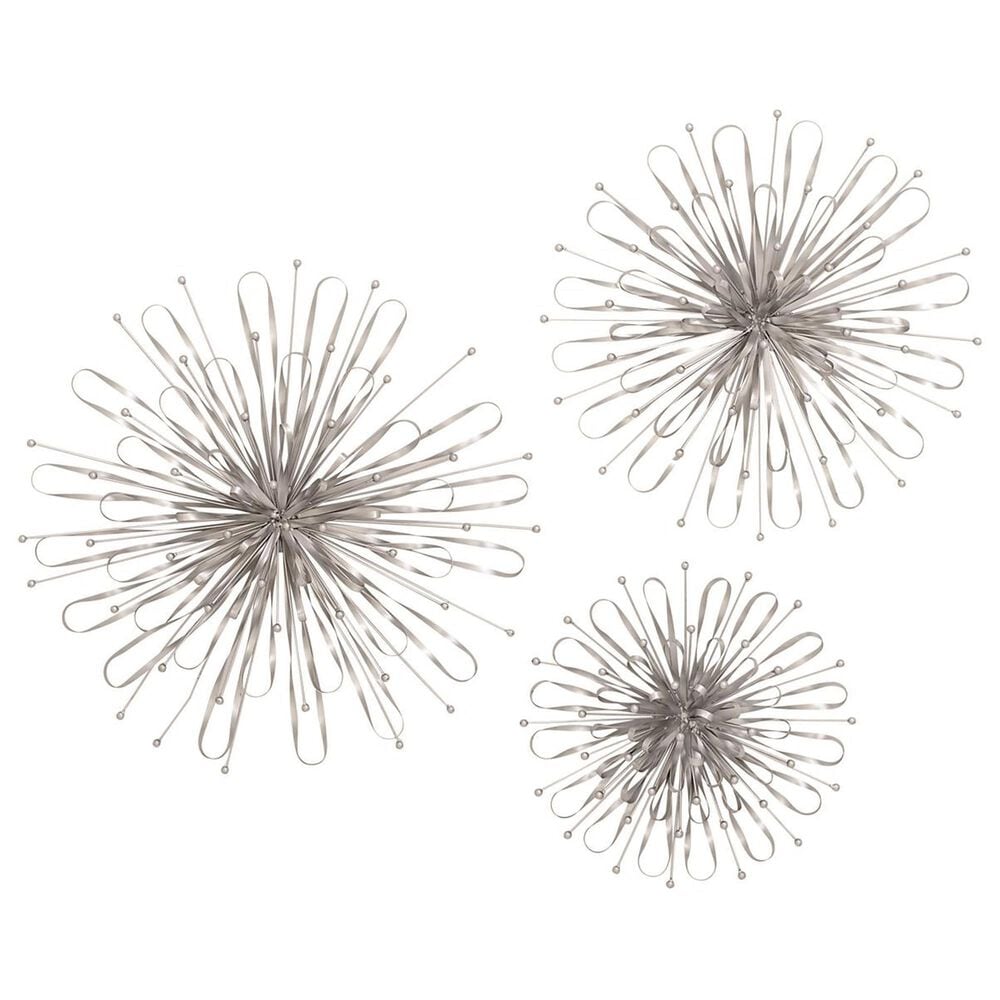Maple and Jade 16", 20", 24" Wall Sculptures in Satin Silver (Set of 3), , large