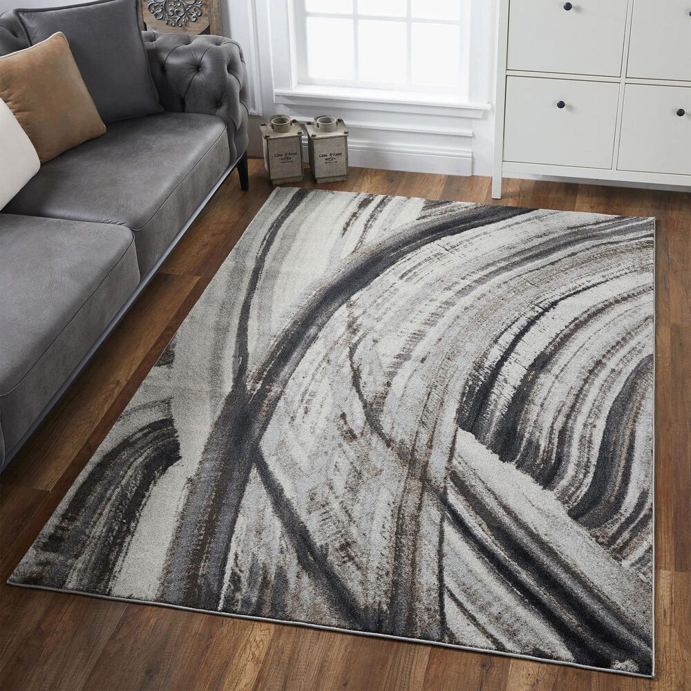 Kas Oriental Rugs Illusions Elements 3&#39;3&quot; x 4&#39;11&quot; Ivory and Grey Area Rug, , large