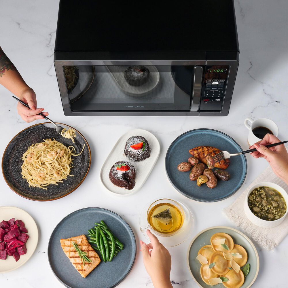 Faberware 1.1 Cu. Ft. Classic Microwave Oven in Black Stainless Steel, , large