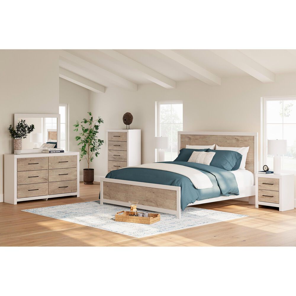 Ashley Charbitt 6-Drawer Dresser in Matte White and Replicated Oak Grain, , large