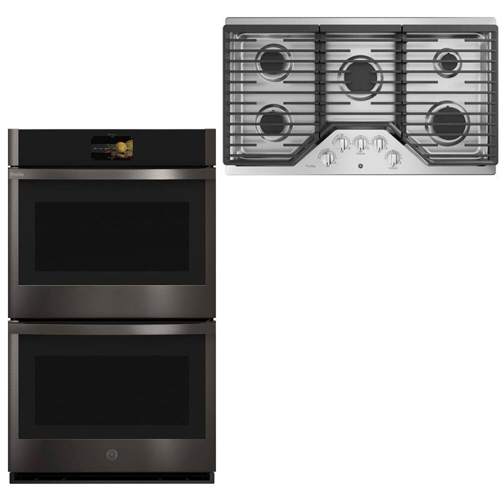 GE Profile 36" Gas Cooktop with 30" Built-In Convection Double Wall Oven in Black Stainless Steel, , large