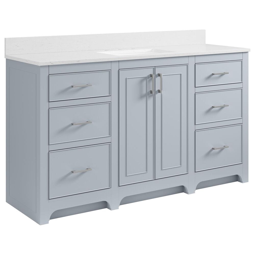 37B Lucerne 60" Single Bathroom Vanity in Soft Blue with Marble Top and Backsplash, , large