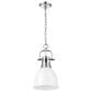 Golden Lighting Duncan 1-Light Small Pendant with Chain and White Shade in Chrome, , large
