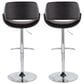 LumiSource Fabrico Swivel Adjustable Bar Stool with Black Faux Leather Upholstery and Rounded T Footrest in Chrome (Set of 2), , large