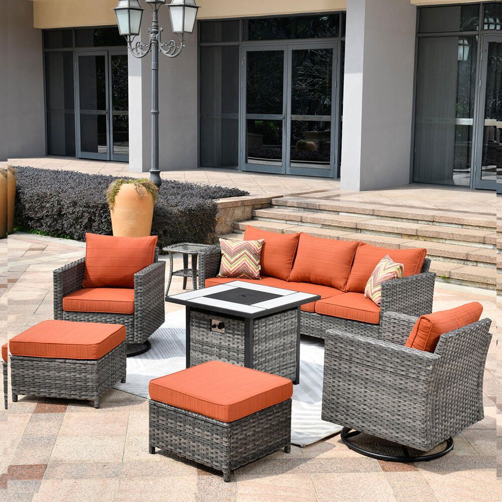 HOMLUX 7-Piece Patio Sofa Set in Orange, , large