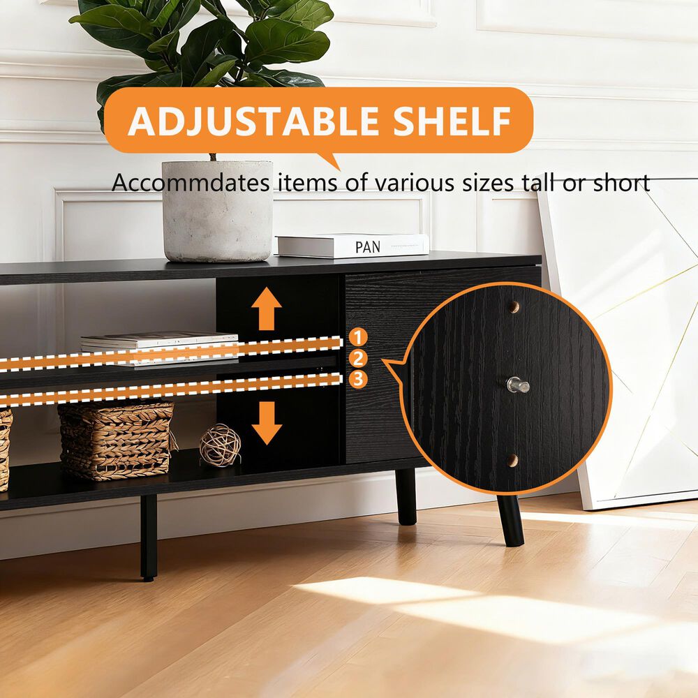 FDW 53.5" TV Stand in Black, , large