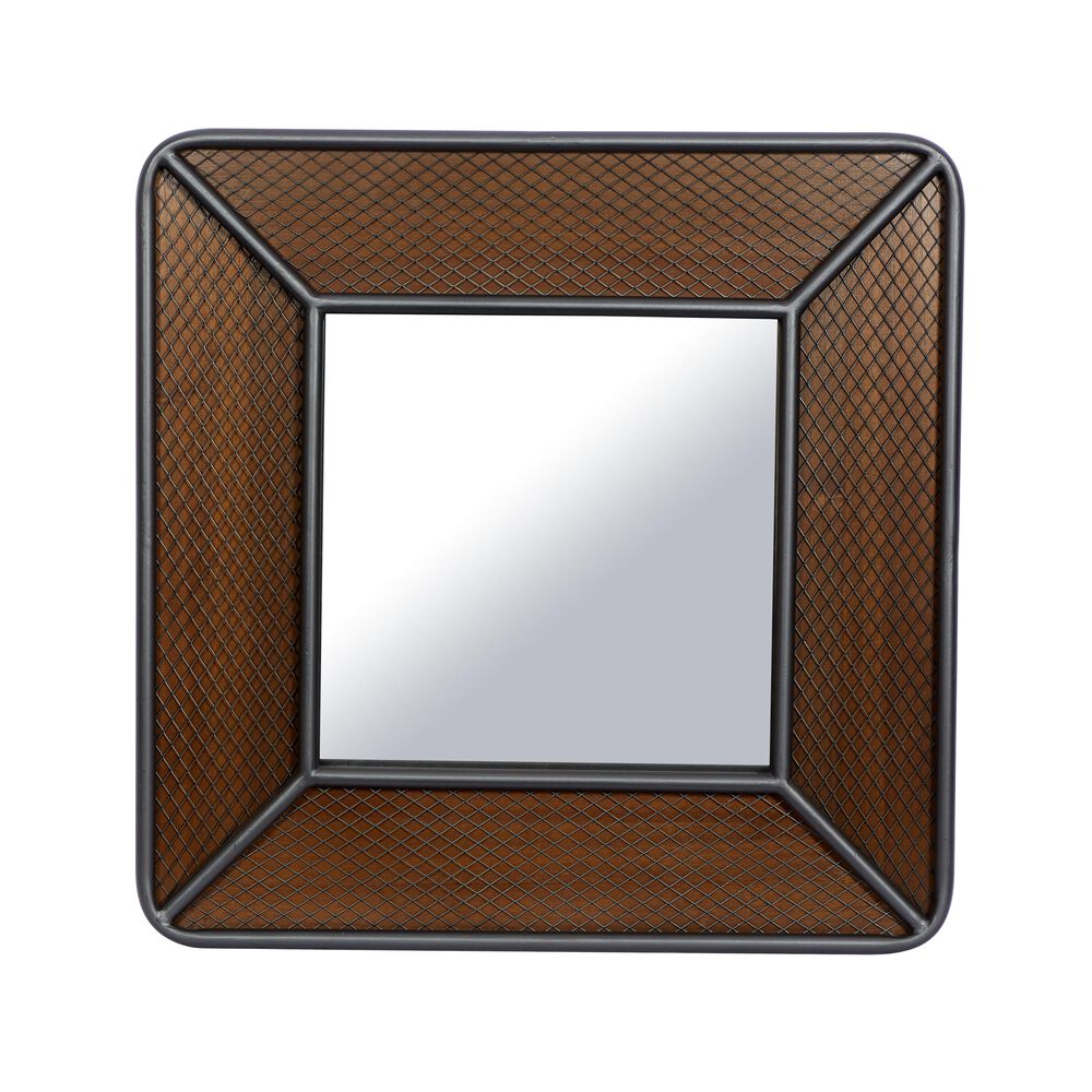 Maple and Jade 31" Square Wall Mirror in Rich Brown and Dark Gray, , large