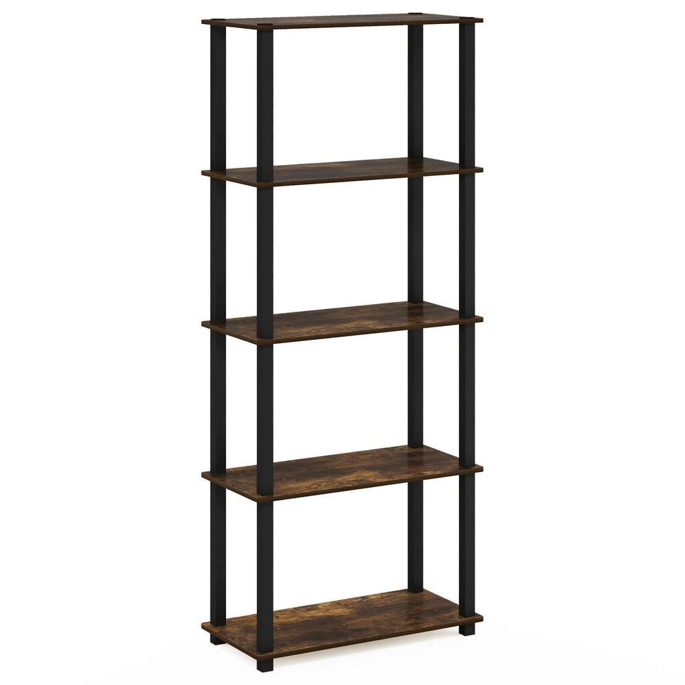HOMLUX 5-Tier Display Rack in Amber Pine and Black, , large