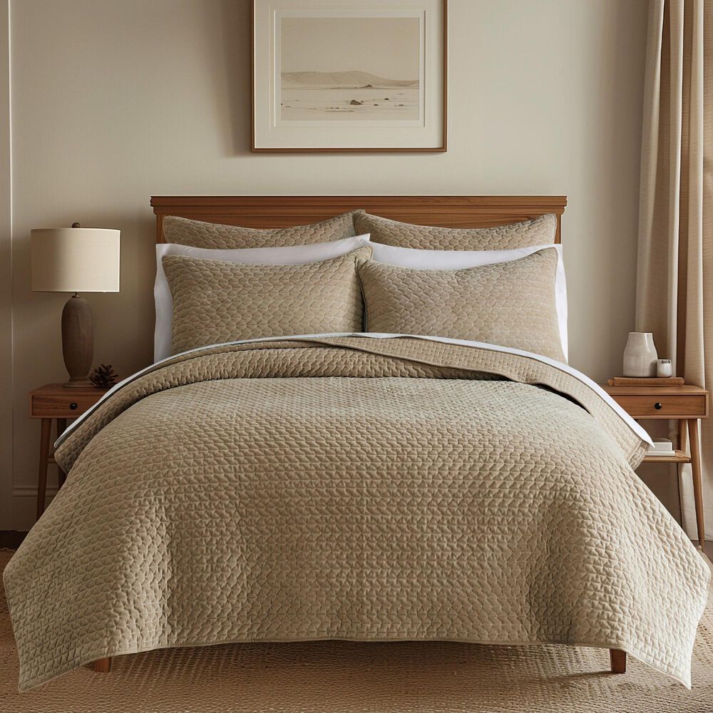 Levtex Velvet Stitch 2-Piece Twin/Twin XL Quilt Set in Taupe, , large
