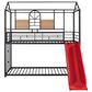 Hearth and Haven Twin over Twin House Bunk Bed with Built-in Slide in Black and Red, , large