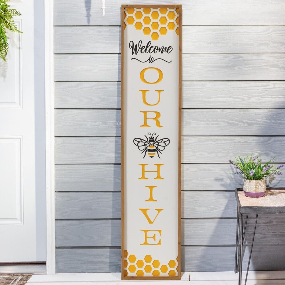 The Gerson Company 48&quot; Bee Porch Sign in Yellow, , large
