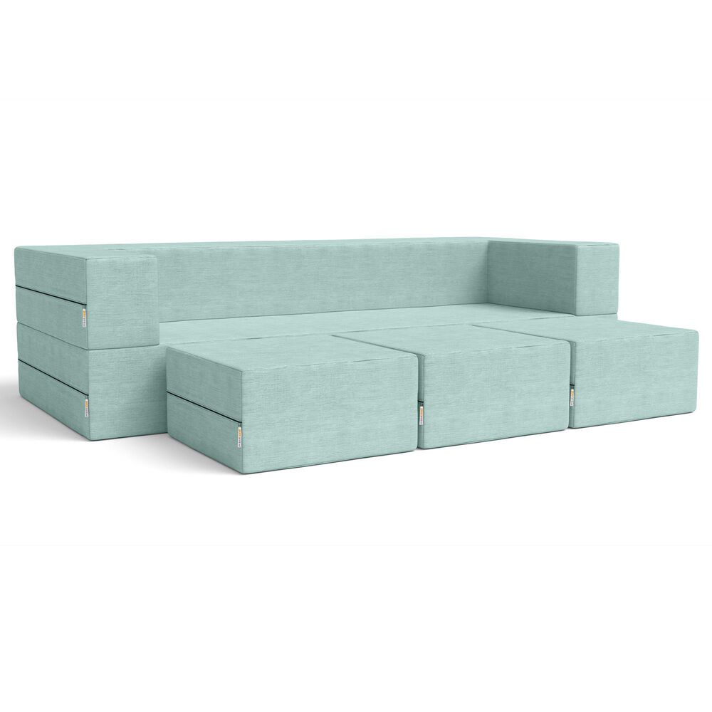 Jaxx Zipline 3-Piece Stationary Convertible Sleeper Sofa in Caribbean Velvet, , large