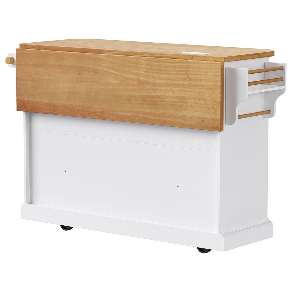 HOMLUX 56" Kitchen Island with Drop Leaf in White, , large