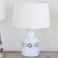 Teak Interiors Clementine Vintage Reproduction Table Lamp with Linen Shade in White Reactive Glaze, , large
