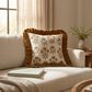 Creative Coop Cozy 18" Square Floral Throw Pillow with Mustard Velvet Ruffle in Multicolor, , large
