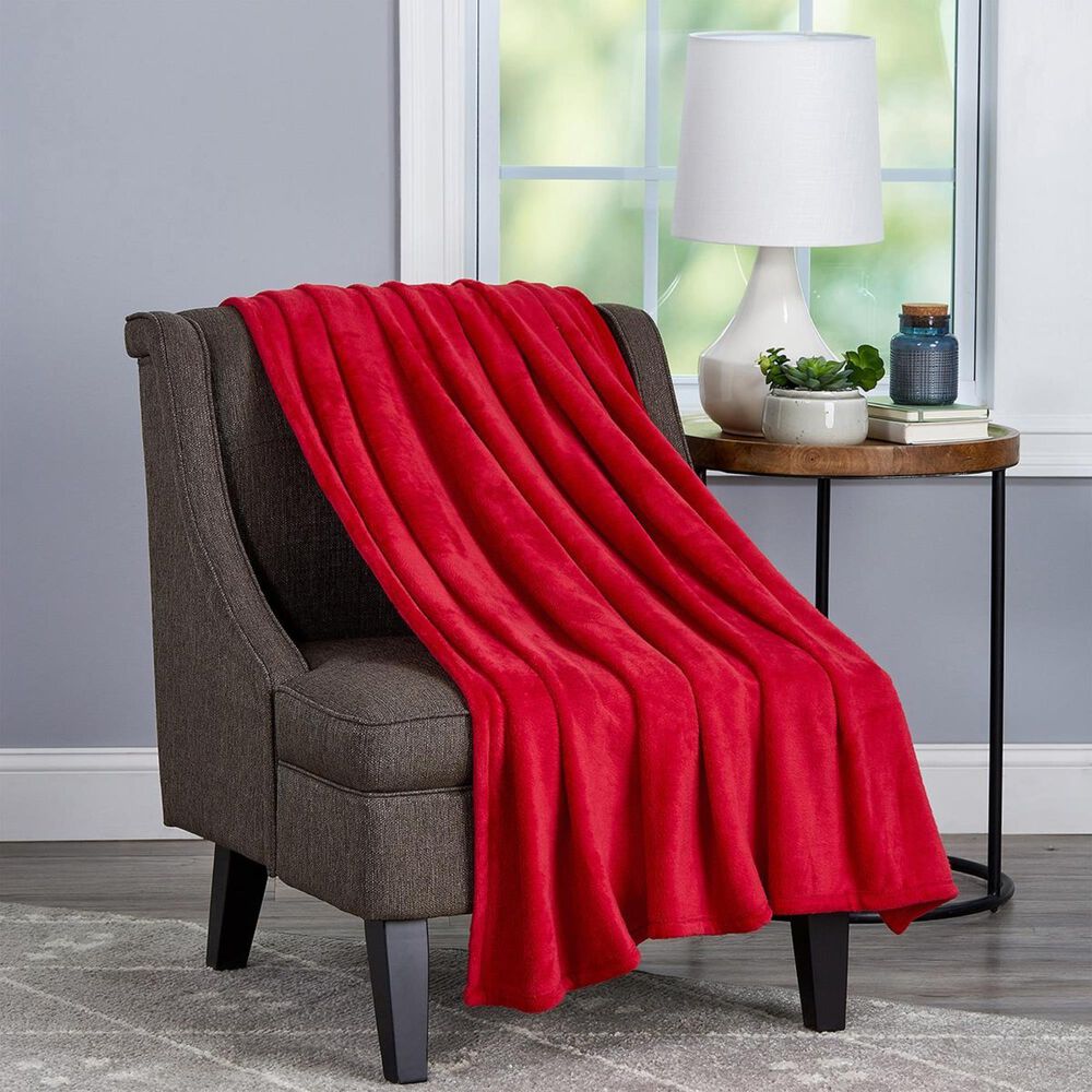 Timberlake Lavish Home Microfiber Velvet Throw in Vineyard Red, , large