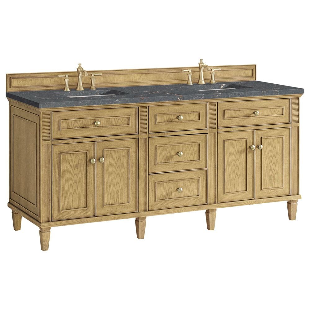 James Martin Vanities Lorelai 72" Double Vanity in Light Natural Oak with 3 cm Parisien Bleu Quartz Top, , large