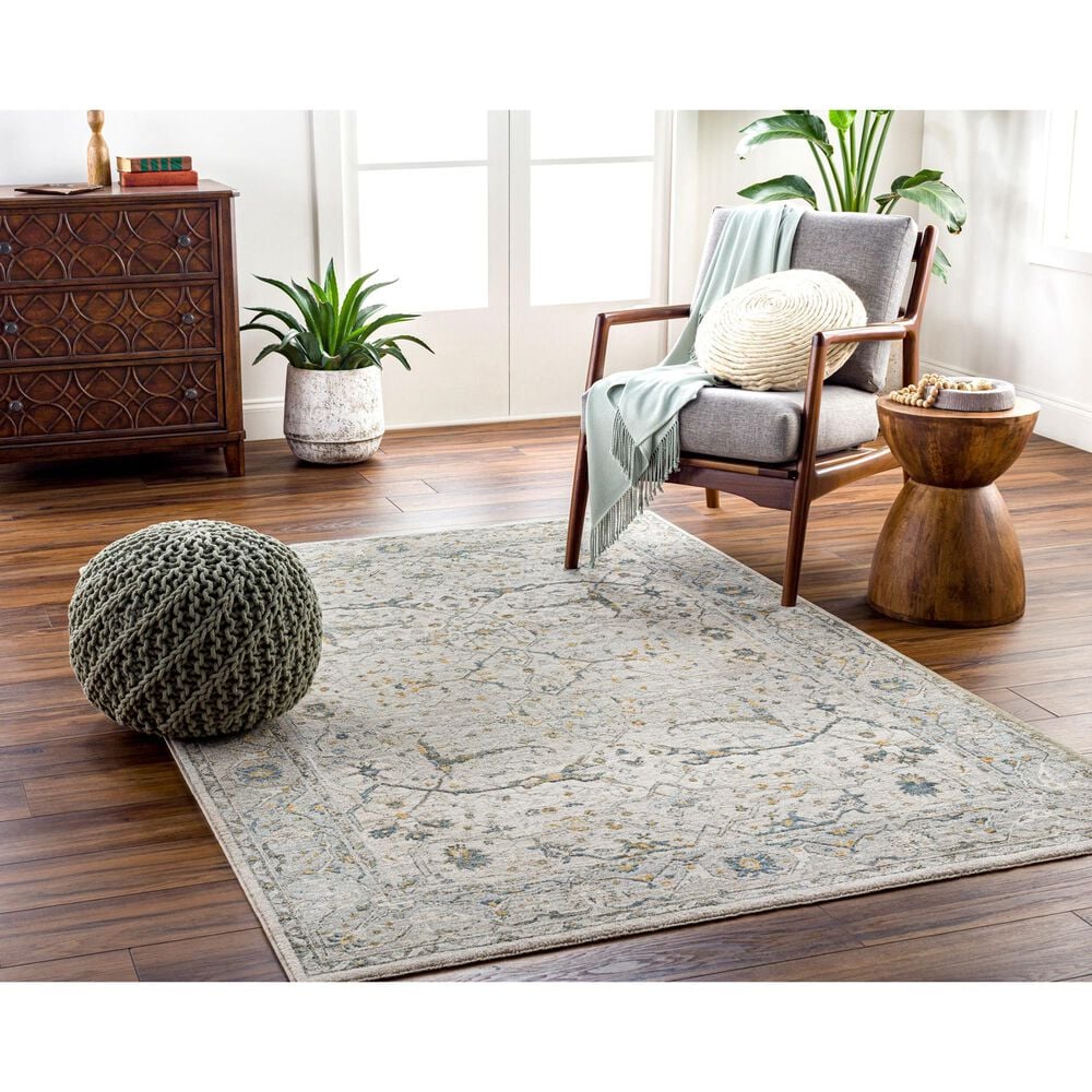 Surya Dresden Taupe, Off-White, Dusty Sage, Deep Teal, Olive, Light Gray and Mustard 5&#39; x 7&#39;5&quot; Area Rug, , large