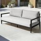 Hearth and Haven Modern Outdoor Bench Sofa with Cast Silver Cushion in Ember Black, , large