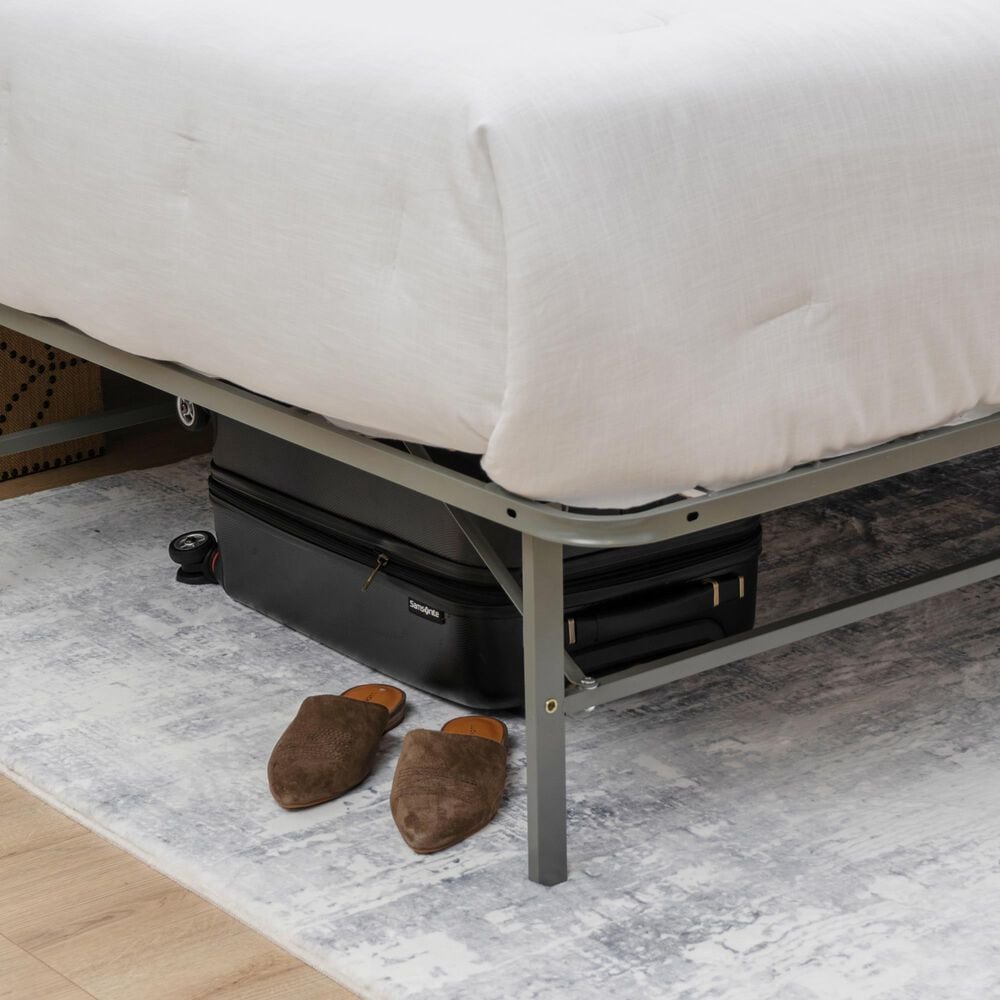 Linon Home Decor Franson King Folding Platform Bed Frame in Dark Pewter, , large