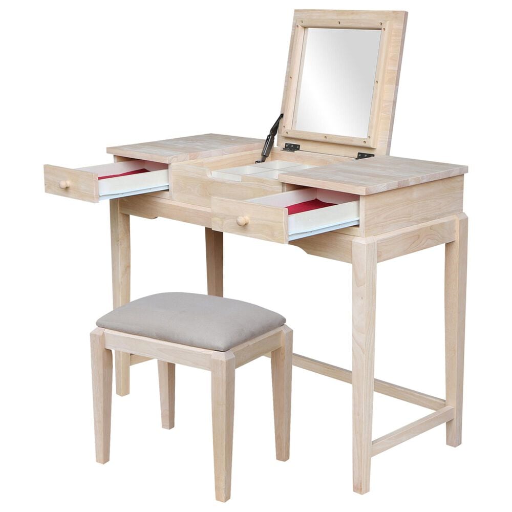 International Concepts Vanity Table With Bench In Unfinished Nebraska Furniture Mart