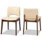 Baxton Studio Afton Side Chair with Beige Faux Leather in Walnut Brown (Set of 2), , large
