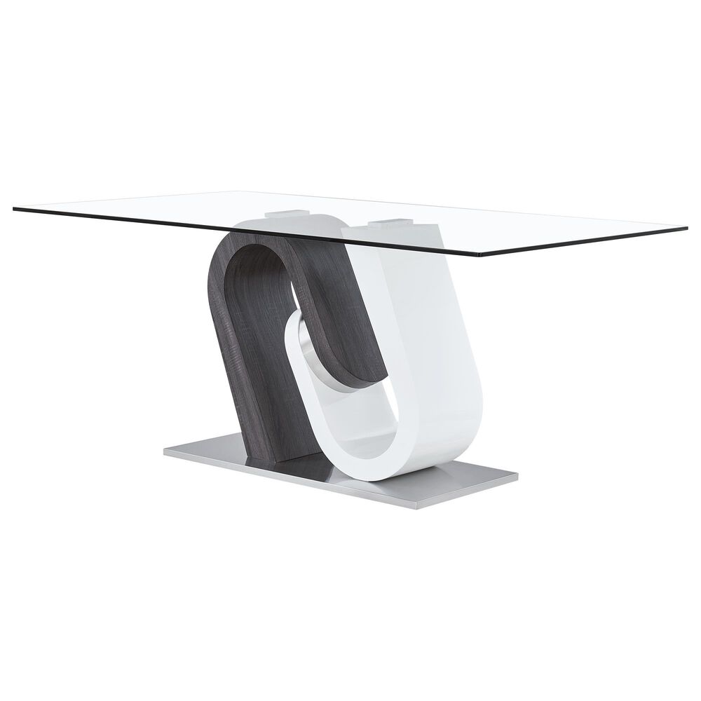 Global Furniture USA Dining Table in Clear, Grey, White and Polished Chrome - Table Only, , large