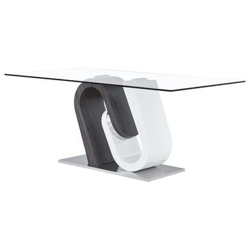 Global Furniture USA Dining Table in Clear, Grey, White and Polished Chrome - Table Only, , large