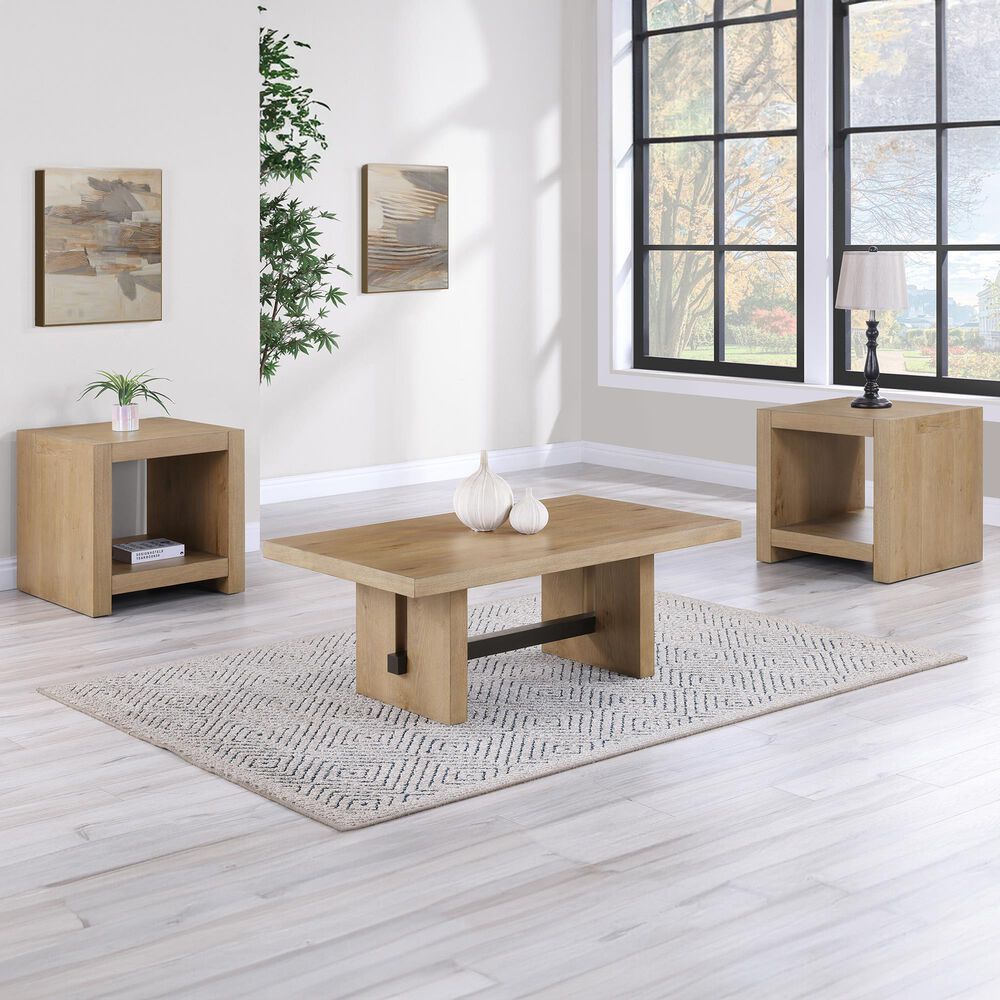 Steve Silver Furniture Aubrey Cocktail Table in Weathered Driftwood and Black, , large