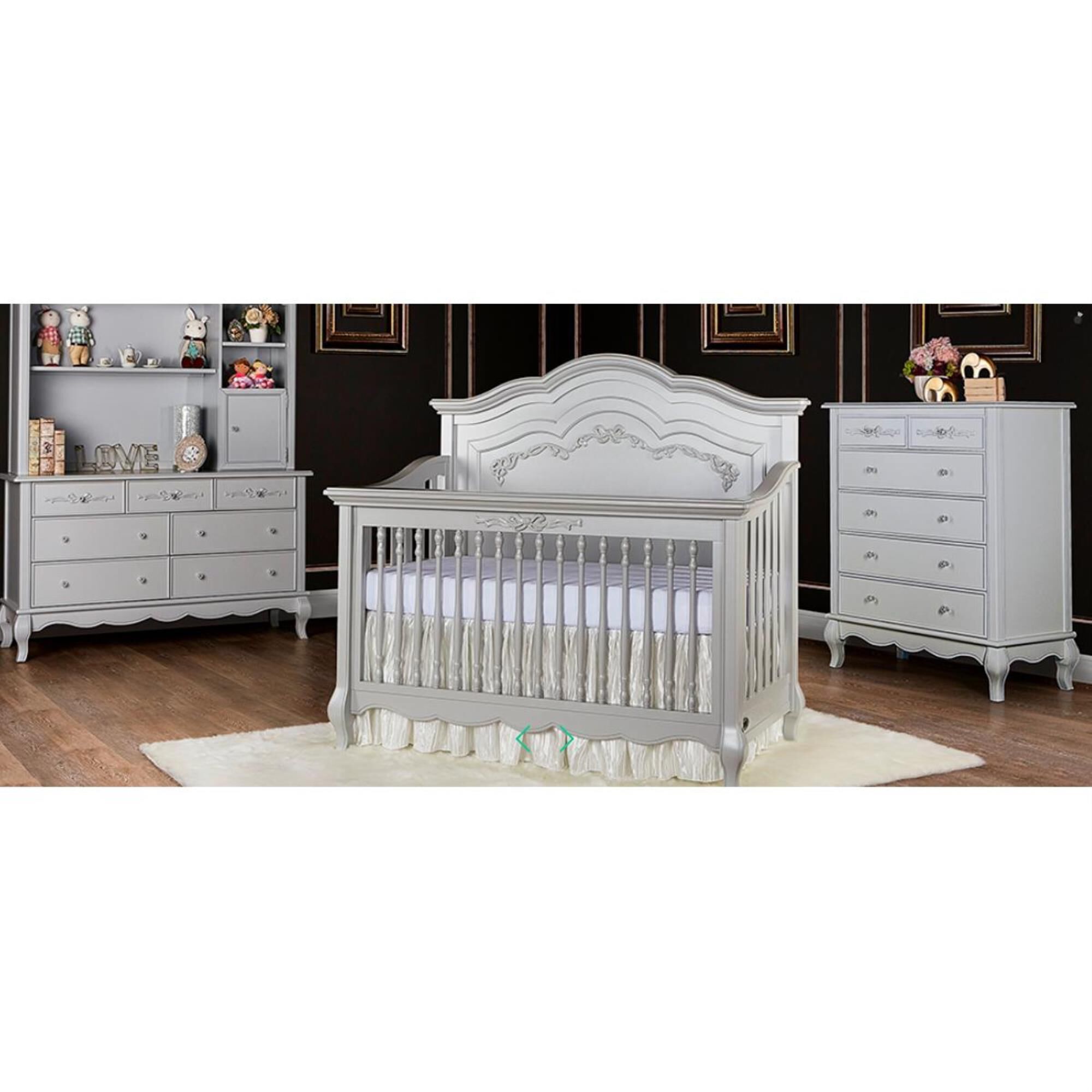 Evolur Aurora 4 In 1 Convertible Crib in Akoya Pearl Grey