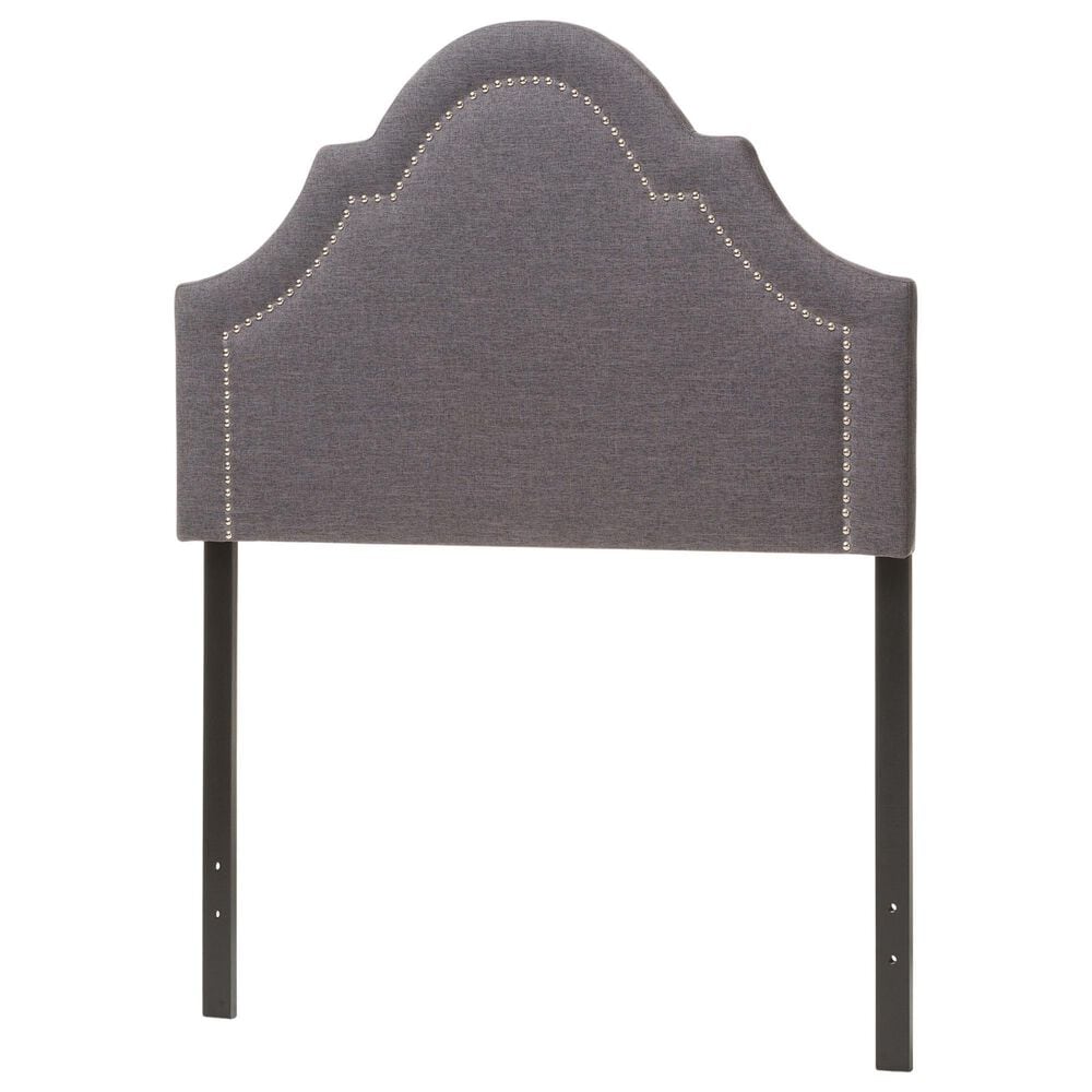 Baxton Studio Rita Twin Upholstered Panel Headboard in Dark Grey, , large