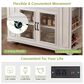 HOMLUX 54" Mobile Kitchen Island with Glass Door Storage in Walnut and White, , large