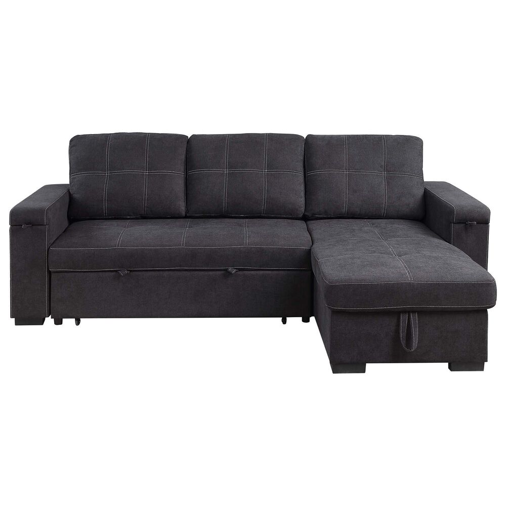 HOMLUX 95"W Reversible Sleeper Sectional Sofa with Storage Chaise, Cup Holders, USB, in Black, , large