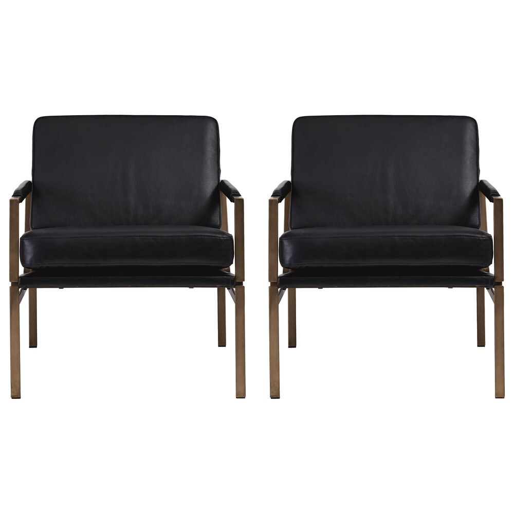 Ashley Puckman Accent Chair in Black (Set of 2), , large