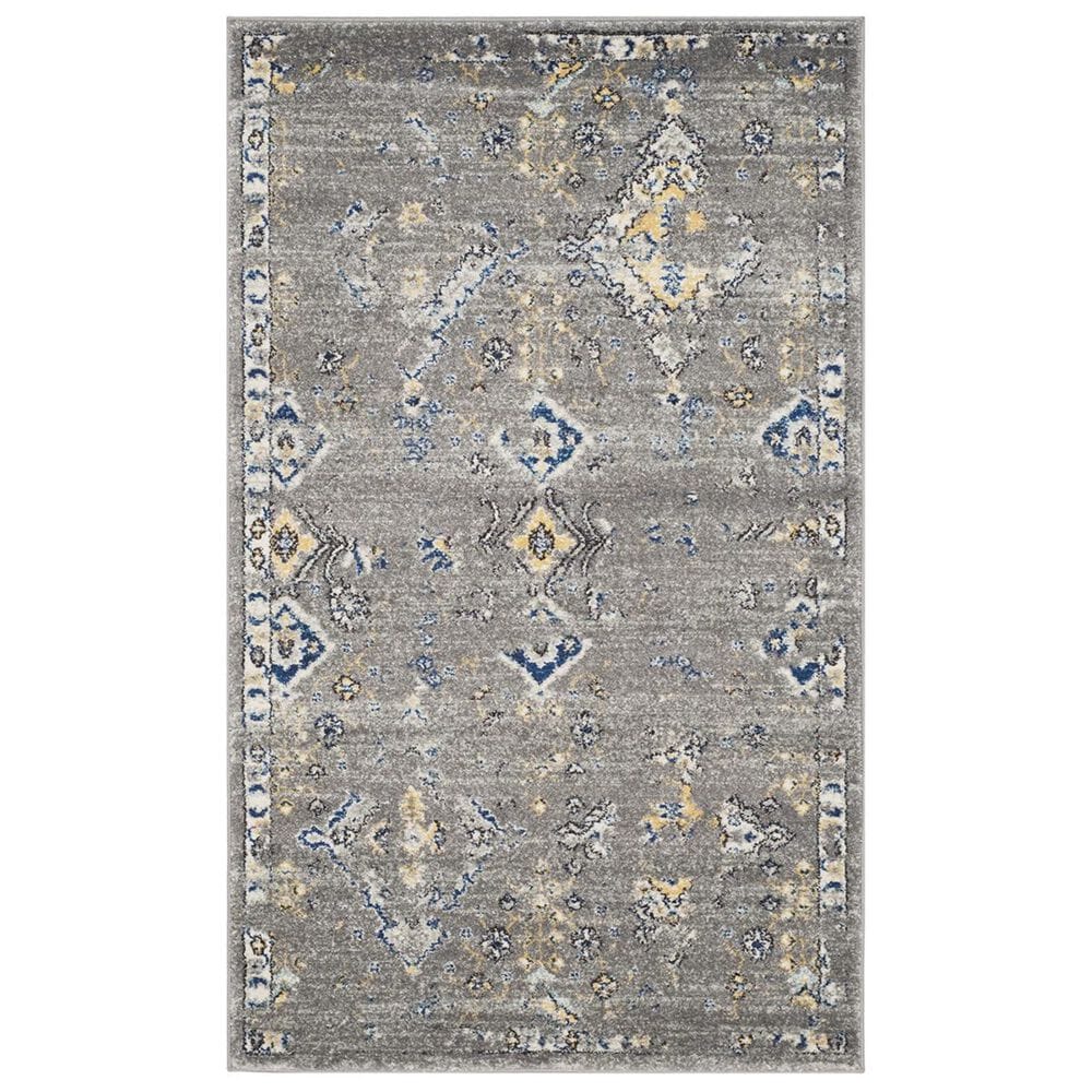 Safavieh Evoke EVK224G 2"2" x 4" Dark Grey and Yellow Scatter Rug, , large