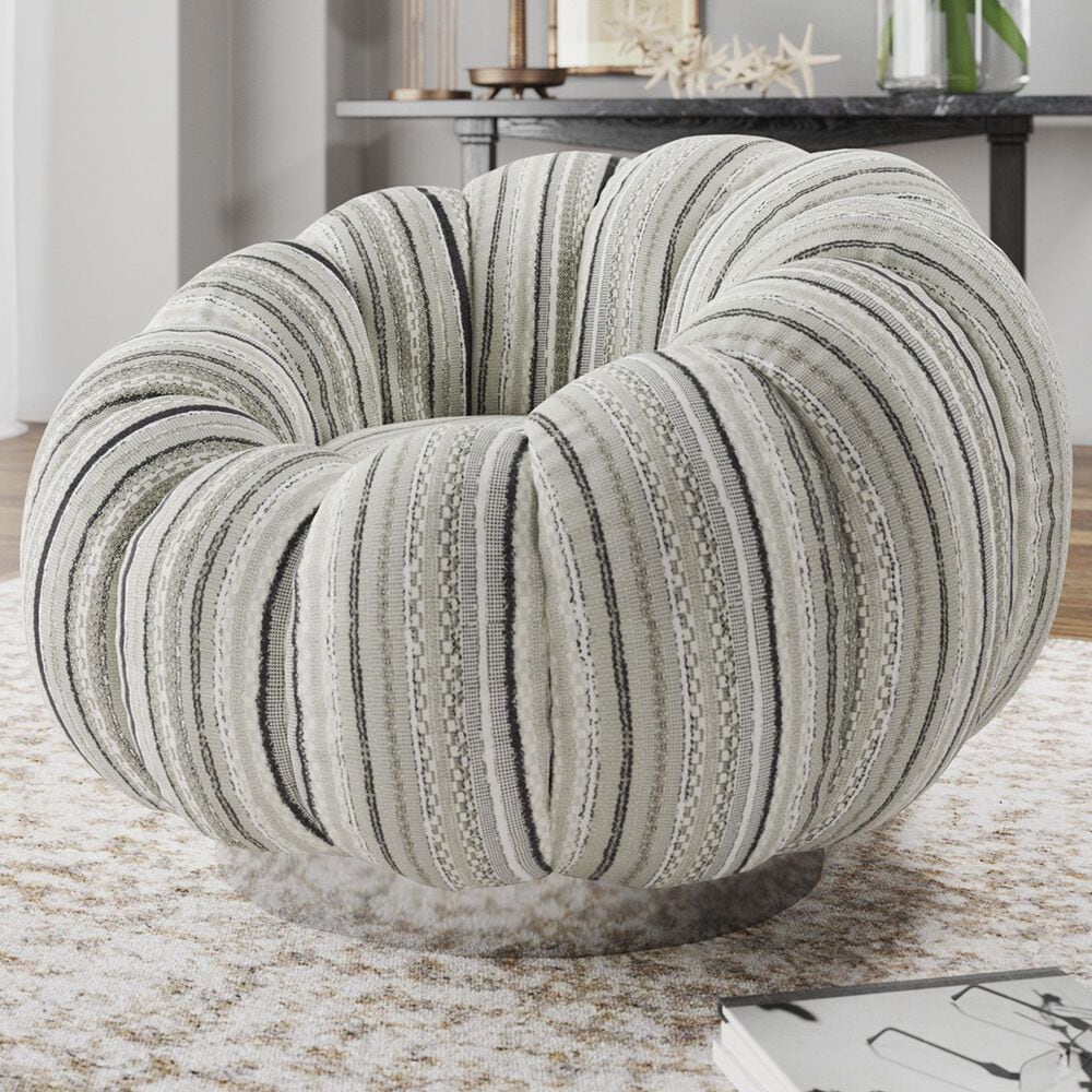 Emerald Home Furnishings Lily Pumpkin Swivel Chair in Black Stripe, , large