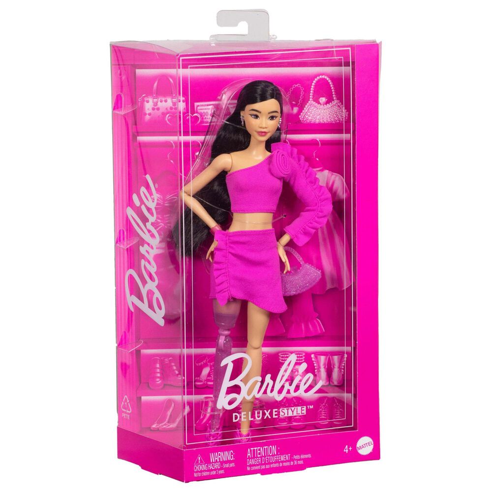Barbie Deluxe Style Doll with Black Hair and Prosthetic Leg in Pink, , large