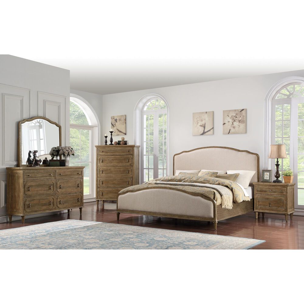 Golden Wave Furniture Interlude Queen Upholstered Bed in Sandstone Buff, , large