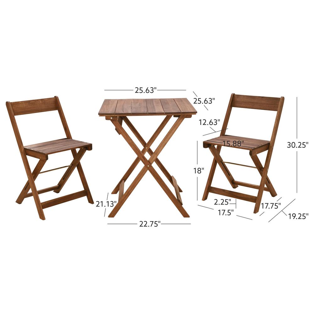 Linon Home Decor Rockport 3-Piece Patio Dining Set in Brown, , large