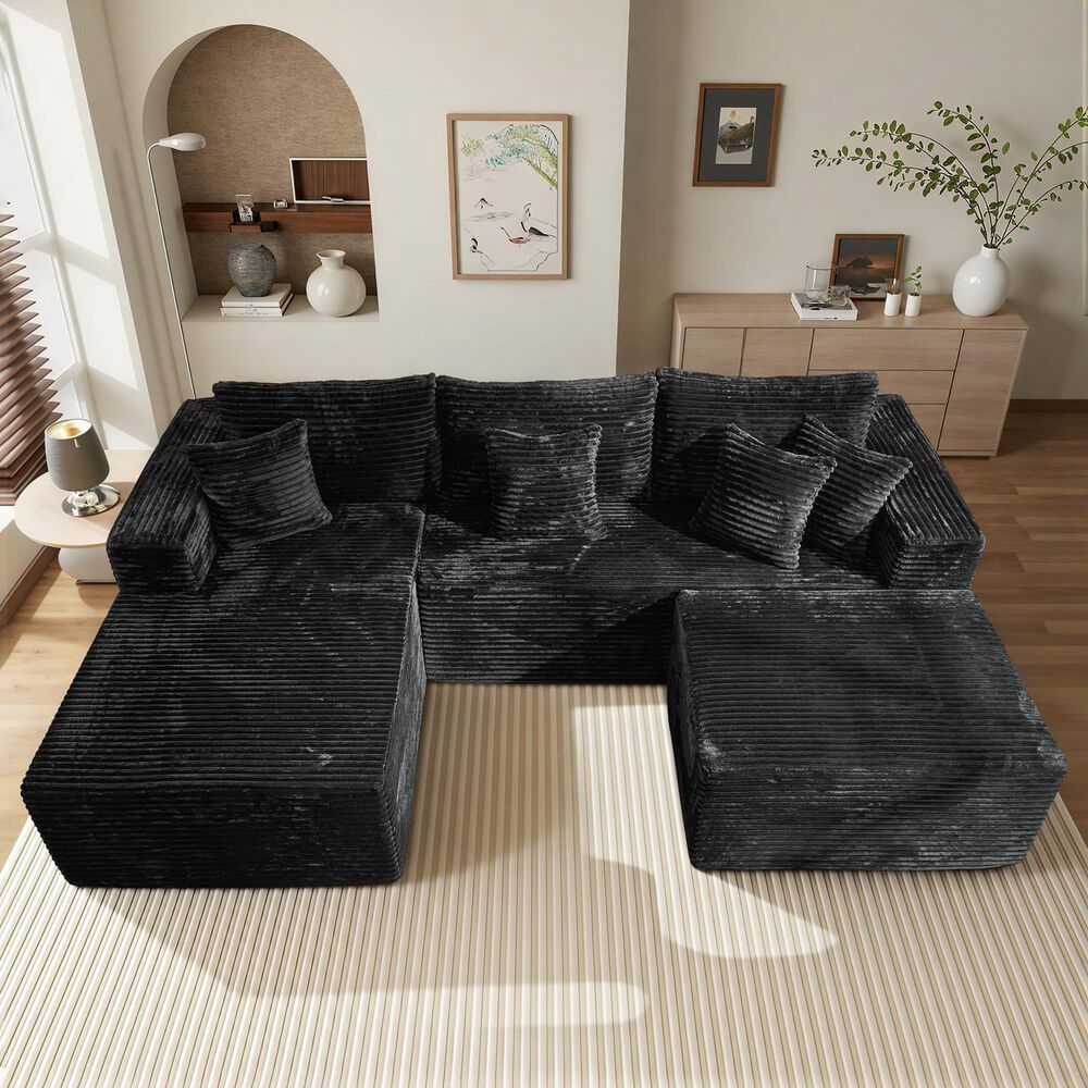 HOMLUX 108" Modular Sofa Set in Black, , large
