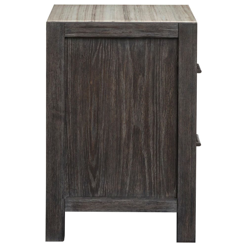 Nicolette Home Plum Creek 4 Piece Queen Upholstered Panel Bedroom Set in Ravenwood Black, , large