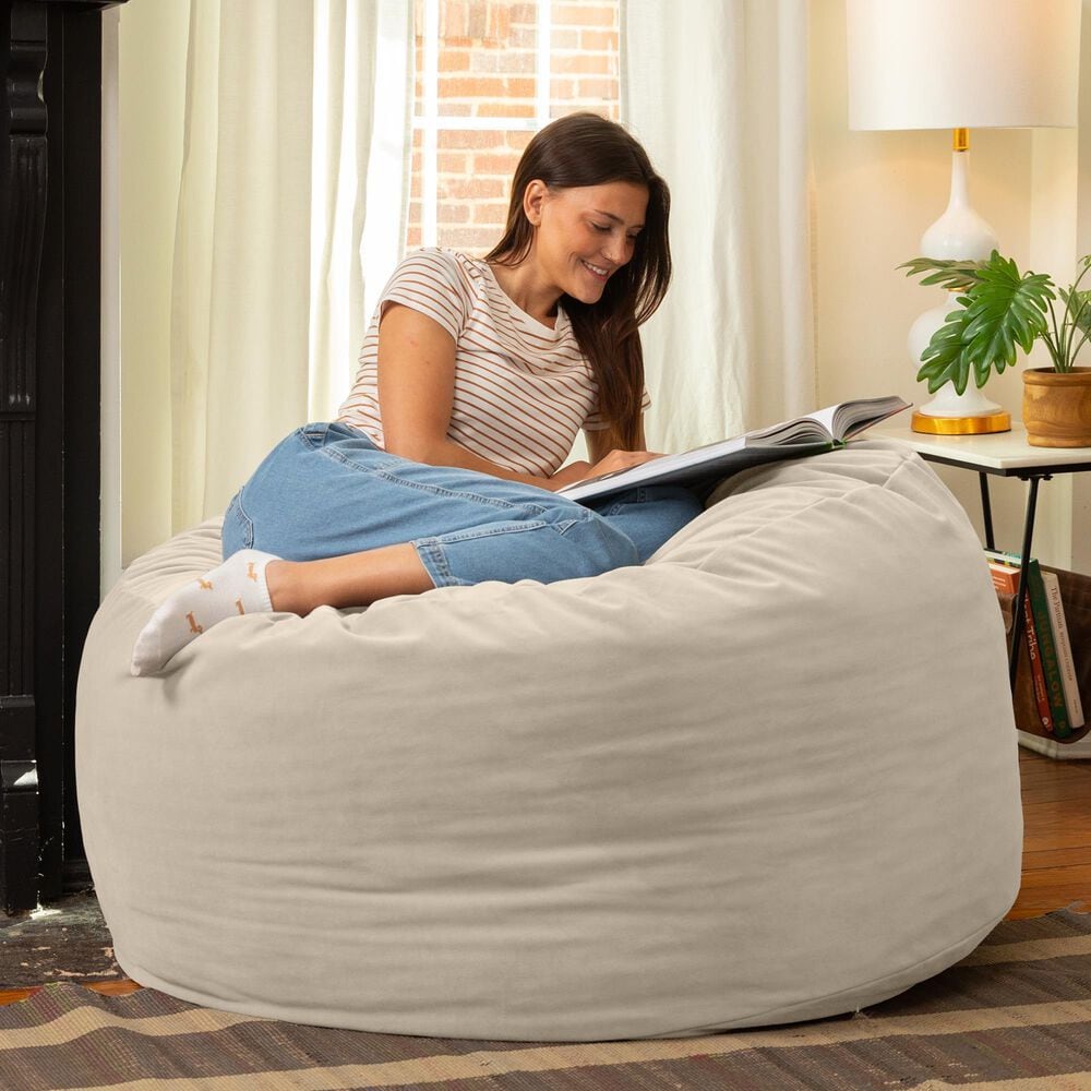 Jaxx Saxx 4&#39; Large Round Bean Bag Chair in Ivory, , large