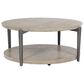 Ashley Dyonton Round Cocktail Table in Light Grayish Brown and Gunmetal, , large