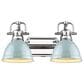 Golden Lighting Duncan 2-Light Bath Vanity in Chrome and Glossy Light Blue, , large